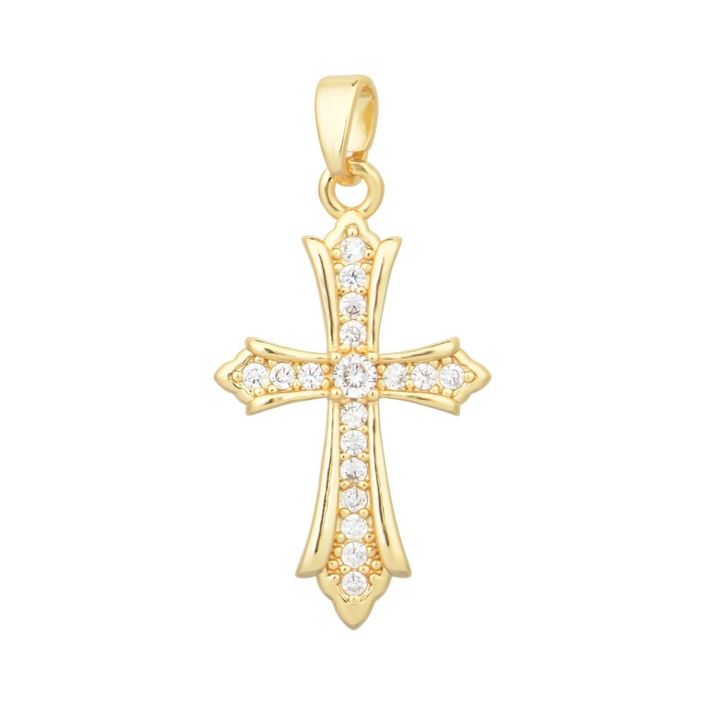9974 Pack of 10 Cross Mod.2 Gold Plated Brass Charms Bulk Assorted Colored
